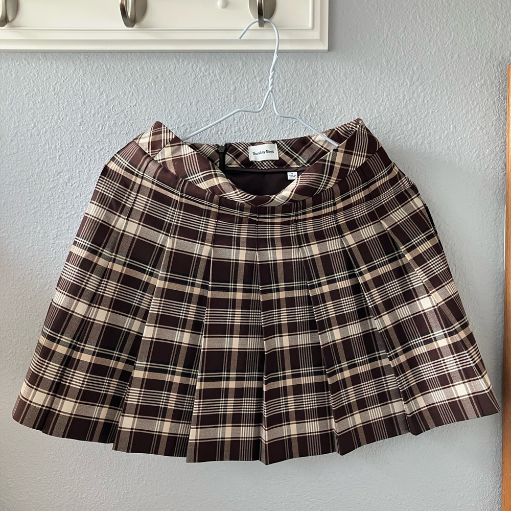 Sunday Best Aritzia pleated plaid mini skirt
